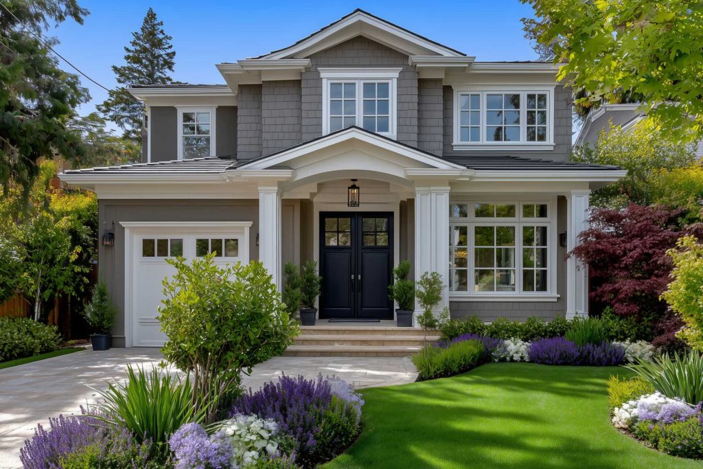 a beautiful home with elegant windows